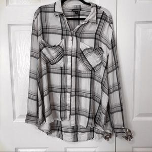 Flannel Collared Button Up Top